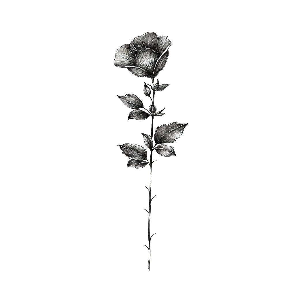 Feminine Rose Tattoo Design