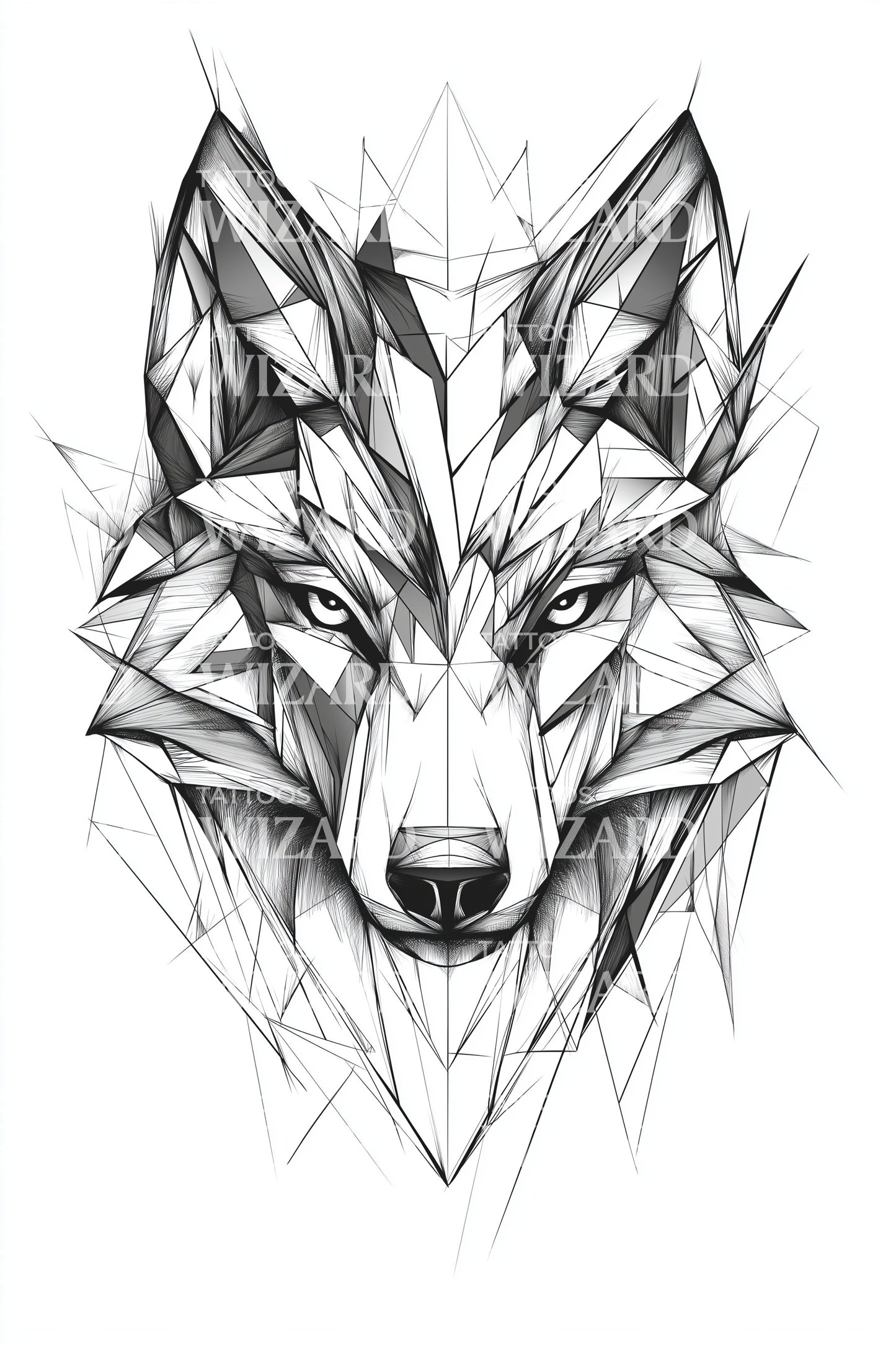 Diseño de tatuaje boceto de lobo feroz