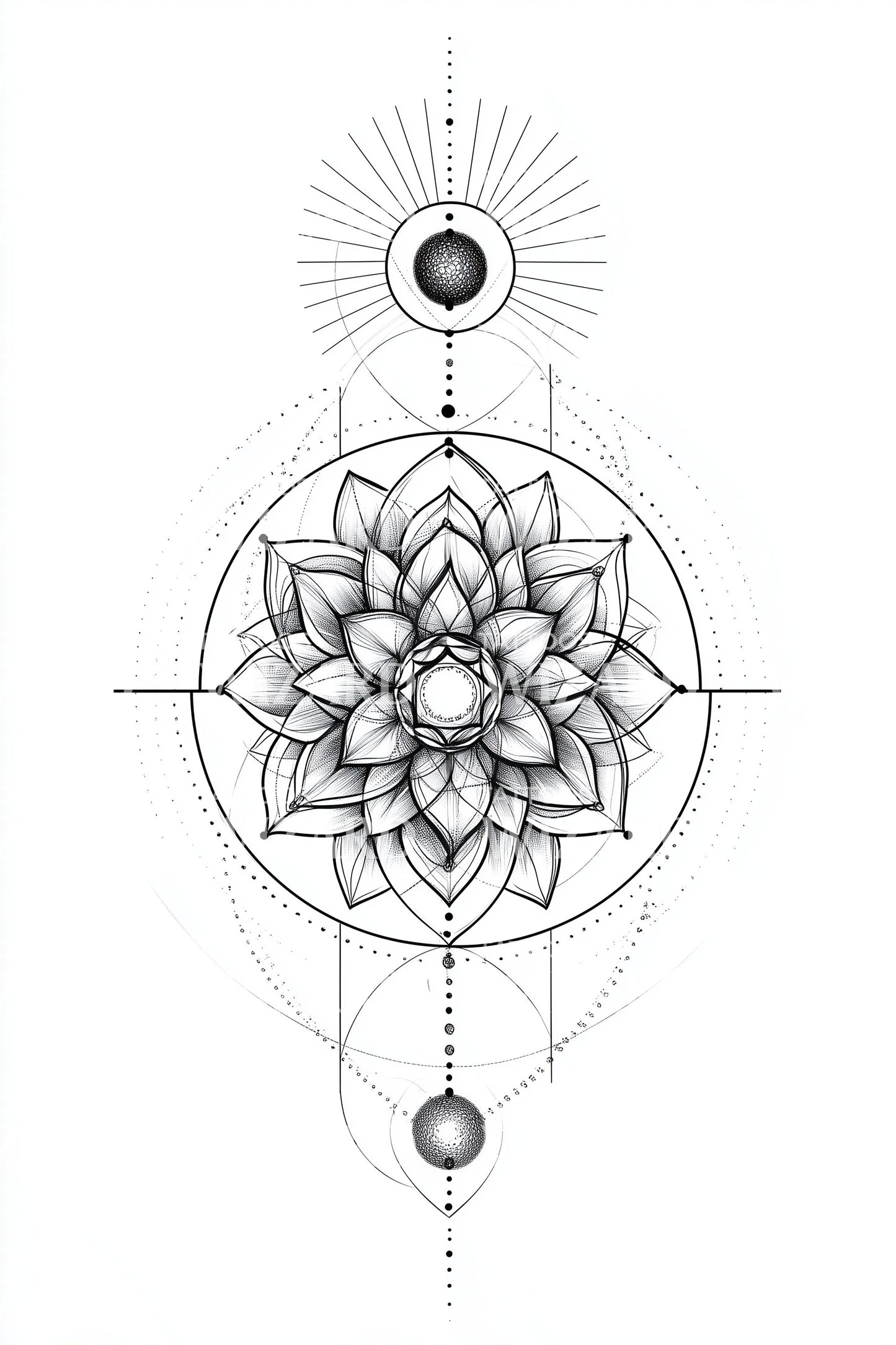 镂空莲花蕾丝纹身设计