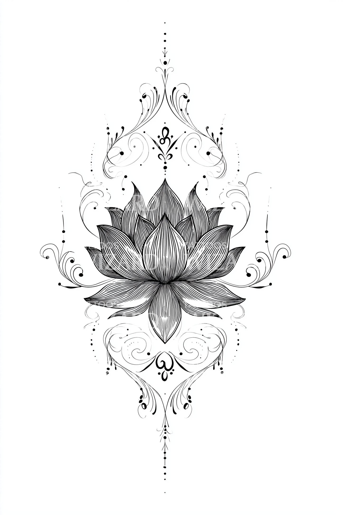 镂空莲花蕾丝纹身插图