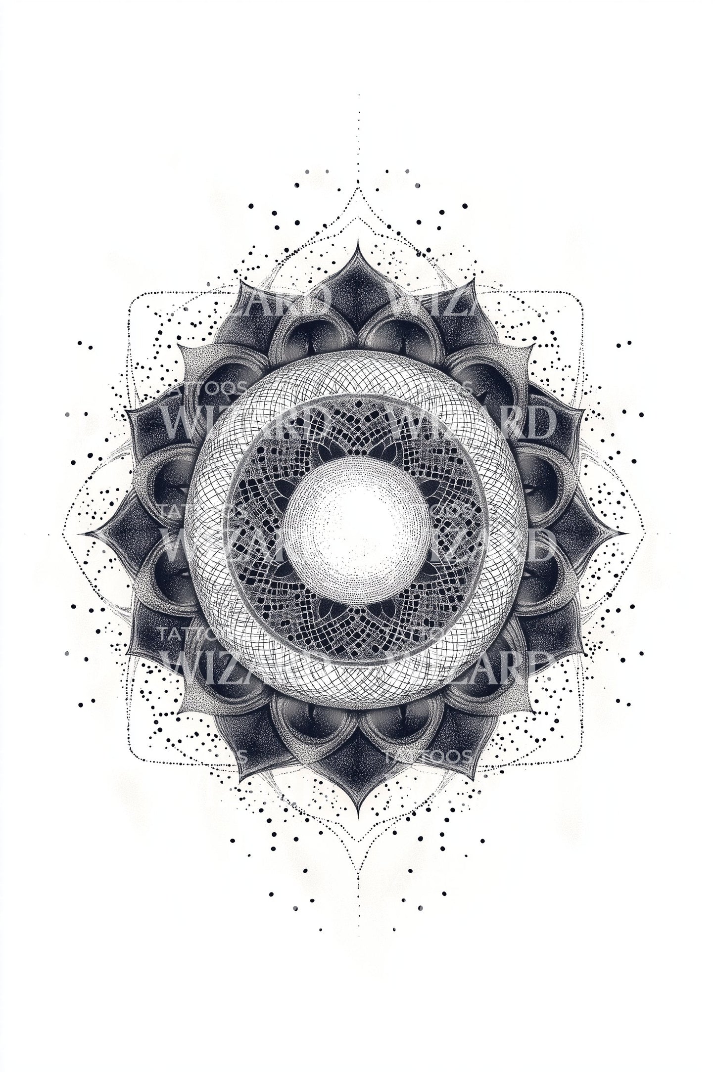 Ilustração de Tatuagem de Roda Mandala Filigrana