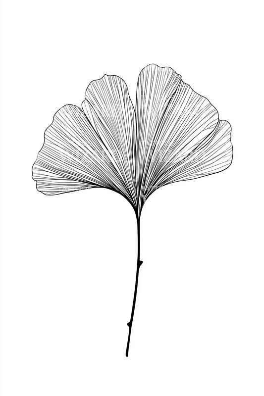 Fine Ginkgo Fan Tattoo Design