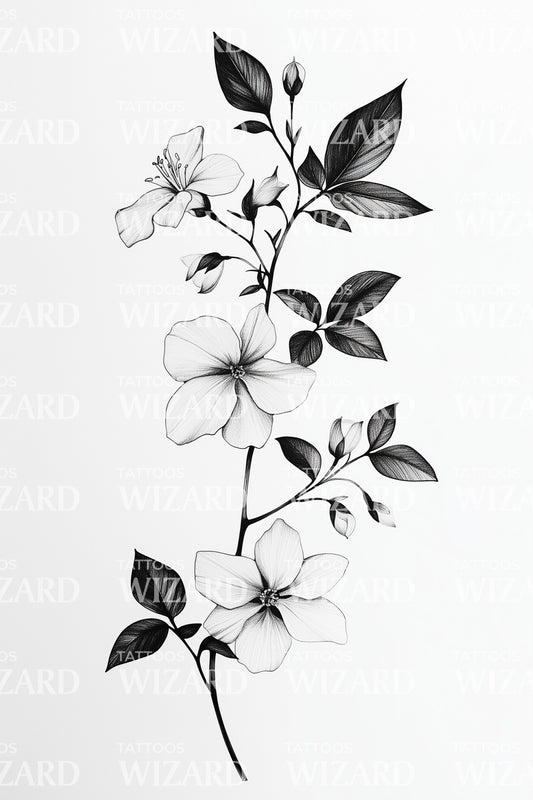 Tetovací návrh větve s jemnými květy