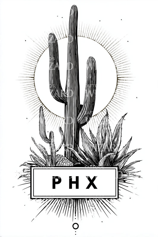 Fineline Cactus PHX Tattoo Idea
