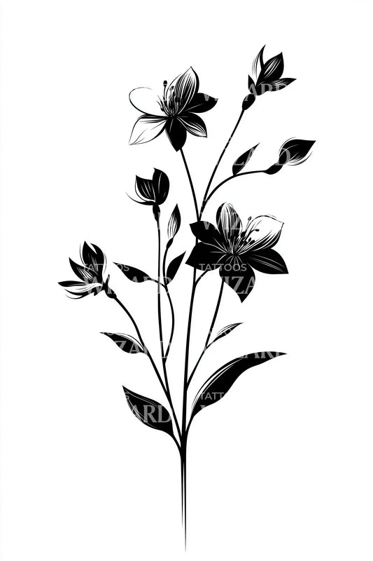 파인라인 자스민 줄기 타투 디자인