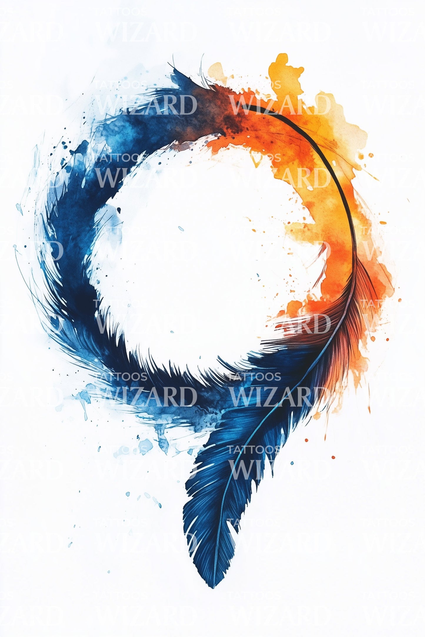 Fire and Ice Feather Ring Tattoo Design