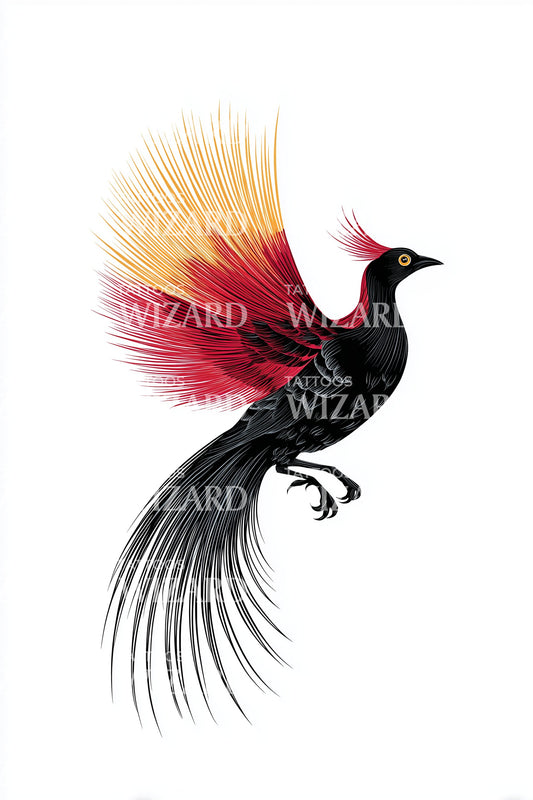 Firetail paradisfågel tatuering design