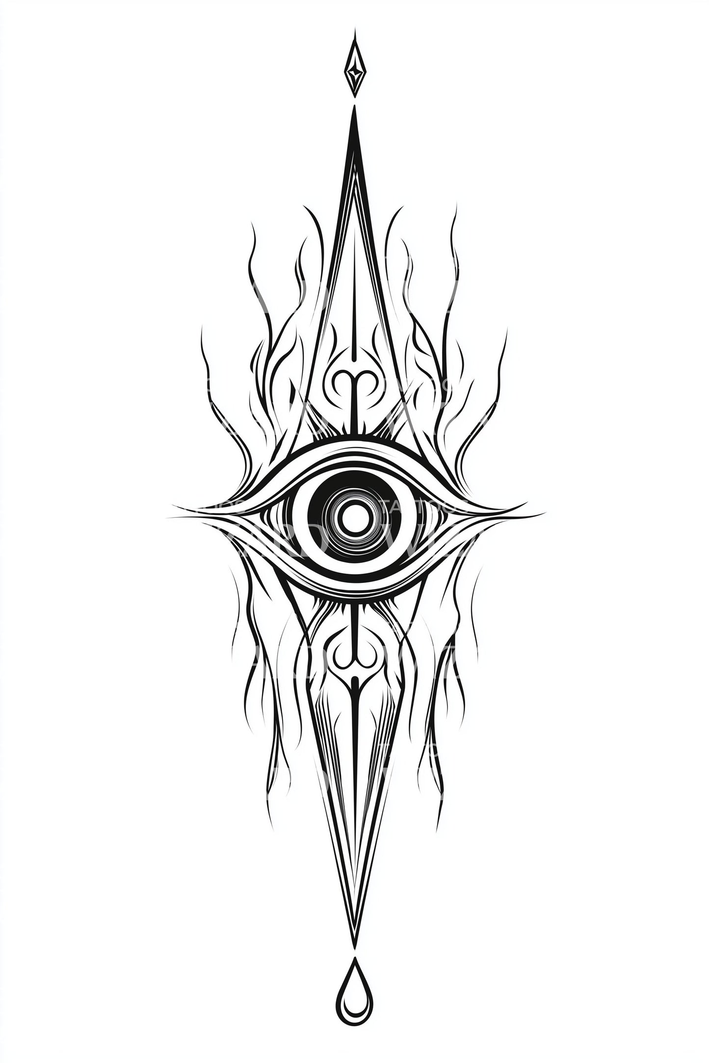Flammande öga fyrtorn tatuering design