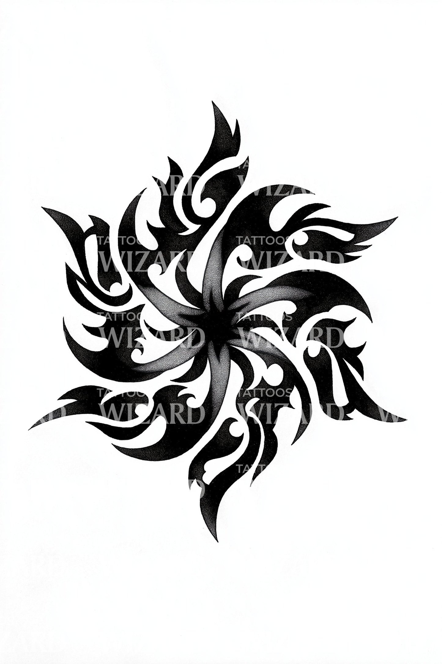 Desenho de Tatuagem Vórtice Espiral Flamejante