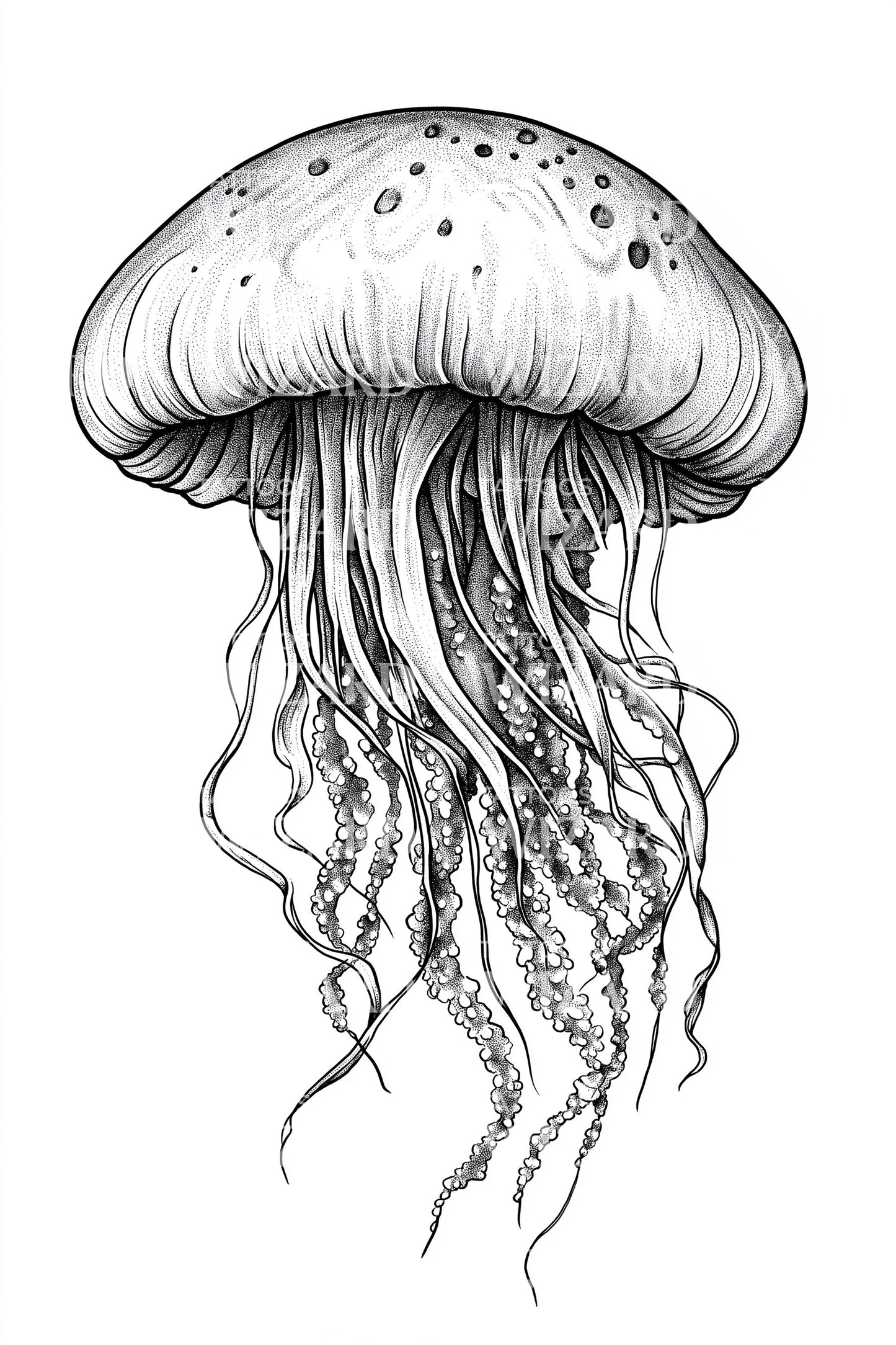 Floating Jellyfish Study Tattoo Design