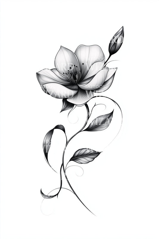 Idea di tatuaggio con foglia fluttuante in orbita