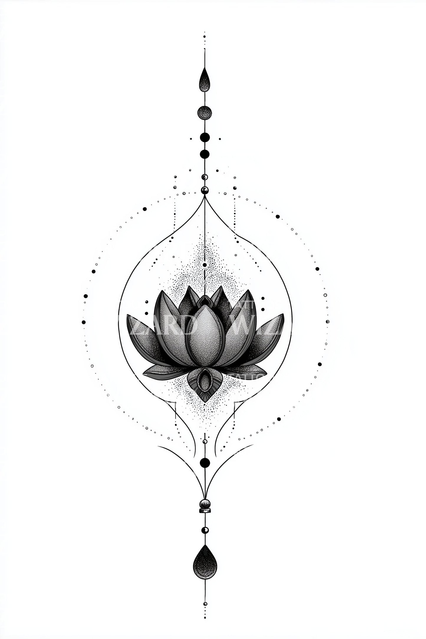 Design del tatuaggio dell'orbita del loto fluttuante