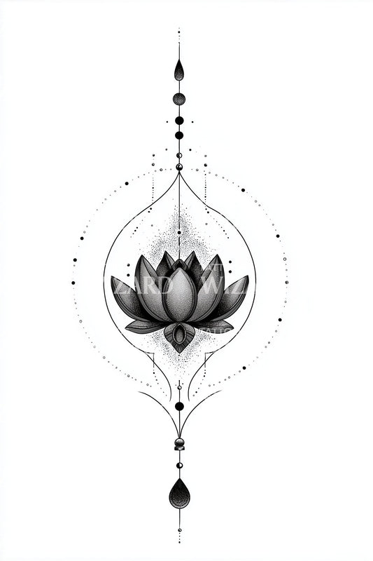 Design del tatuaggio dell'orbita del loto fluttuante