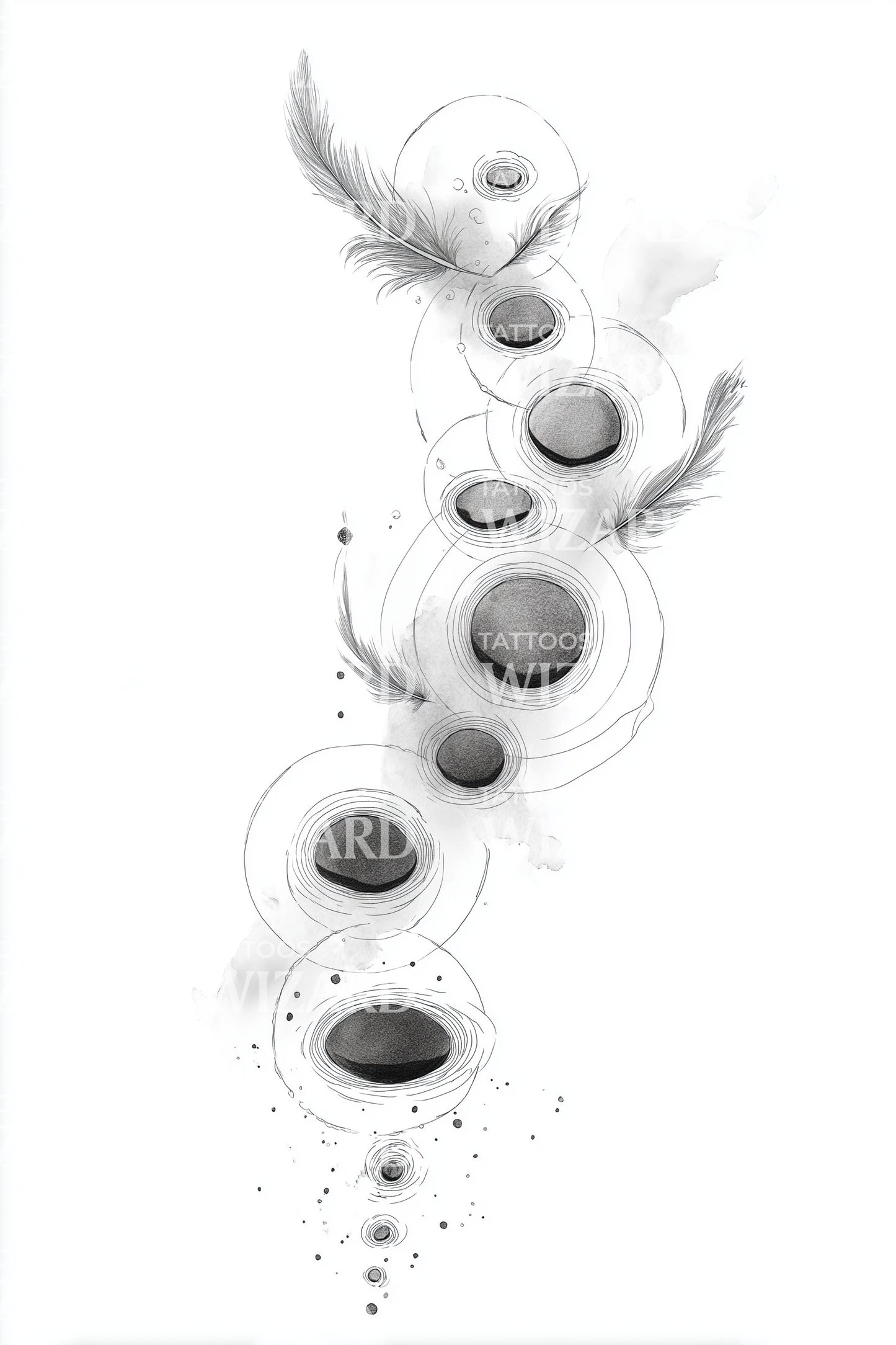 Floating Stone Orbs Tattoo Design