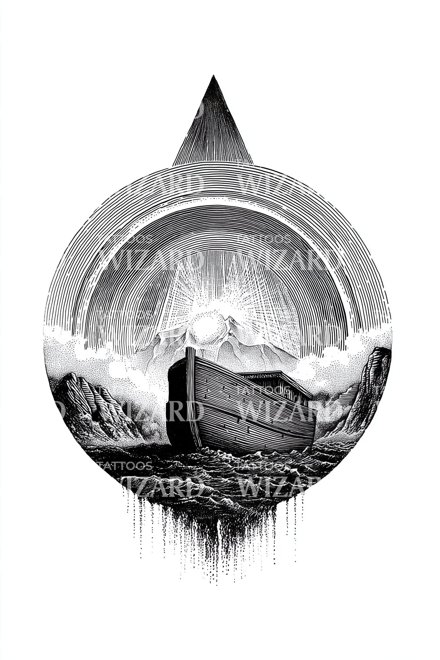 Flood Voyage Circle Tattoo Design