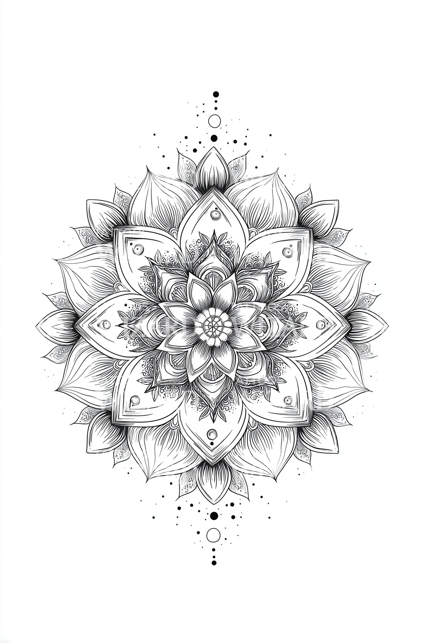 Desenho de Tatuagem Mandala Estrela Floral