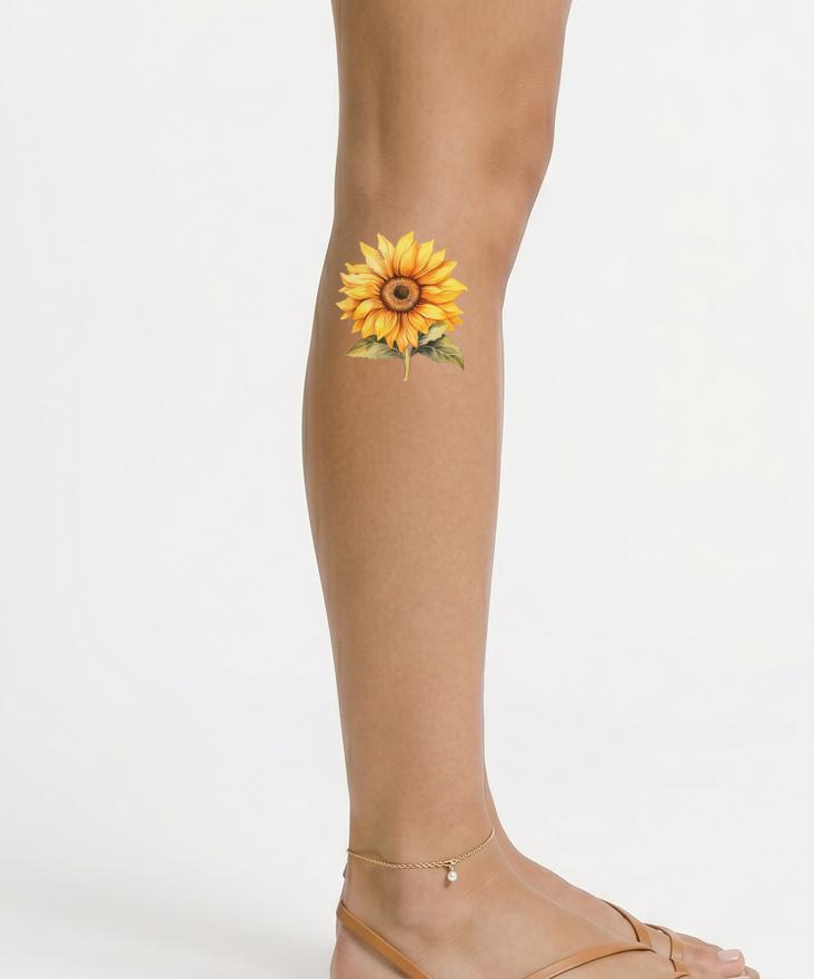Design del Tatuaggio di Girasole Botanico