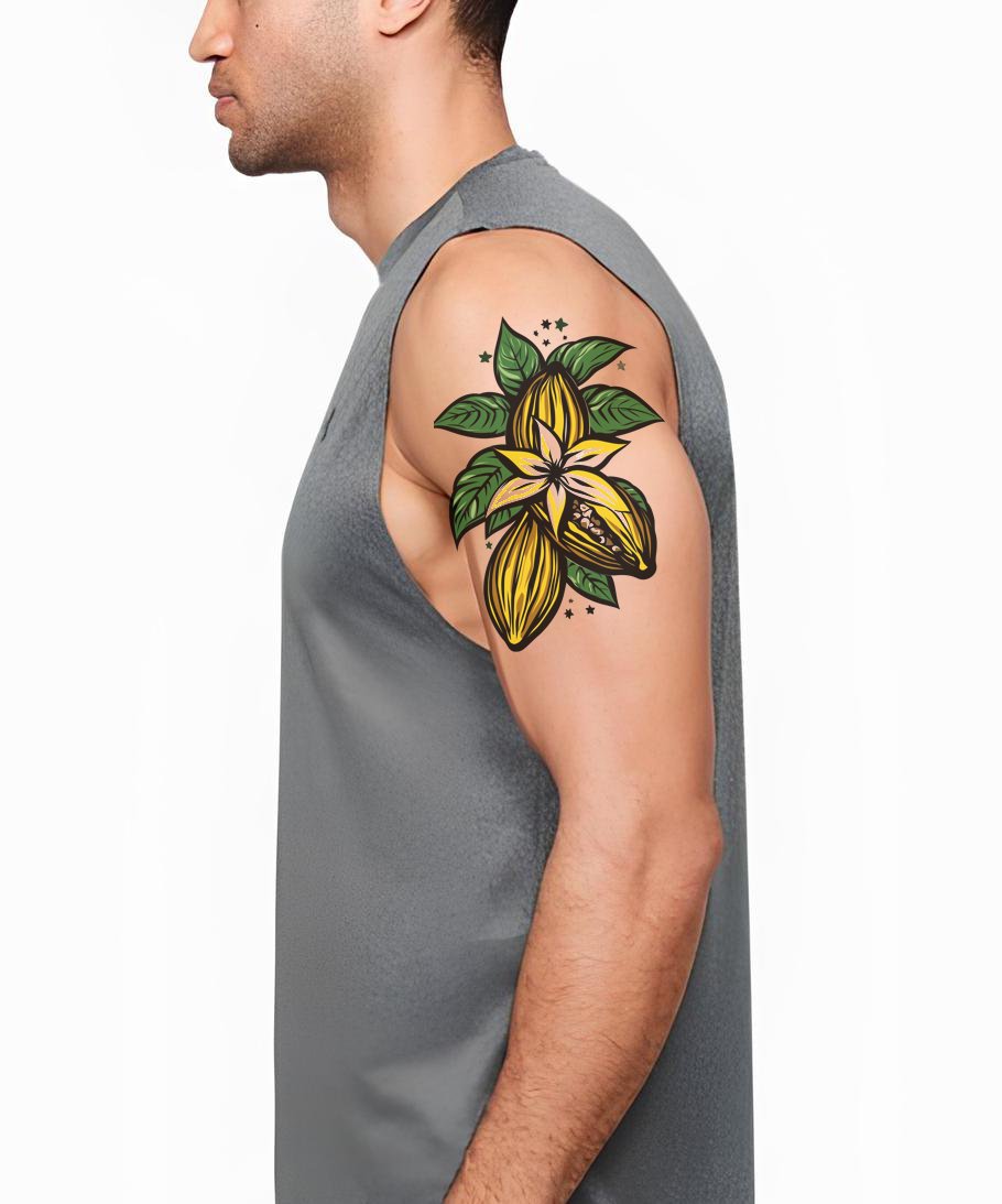 Tropisches gelbes Blüten-Tattoo-Design