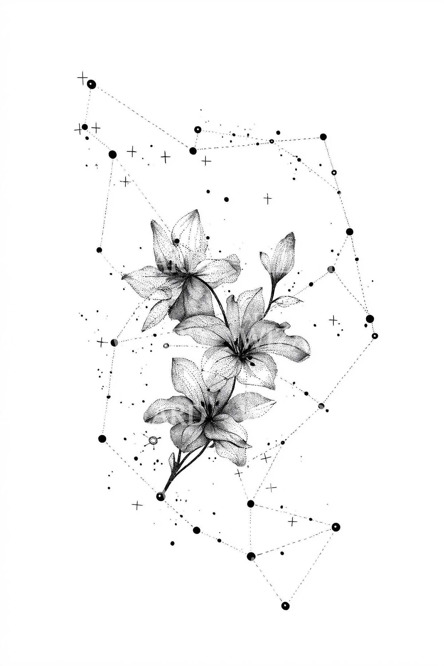 Floral Zodiac Cluster Tattoo Idea
