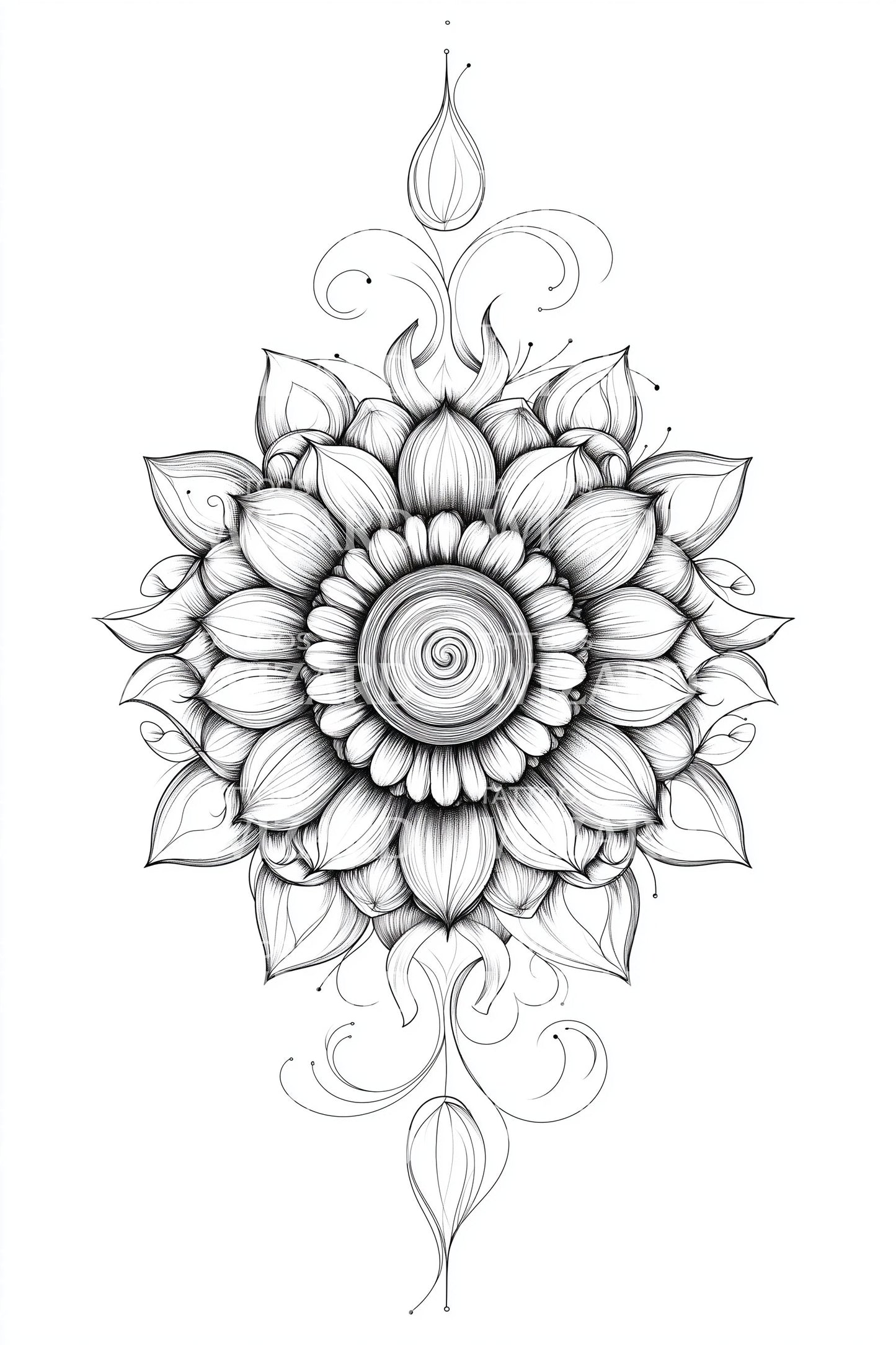 Bloeiende Lotus Mandala Tatoeage Ontwerp