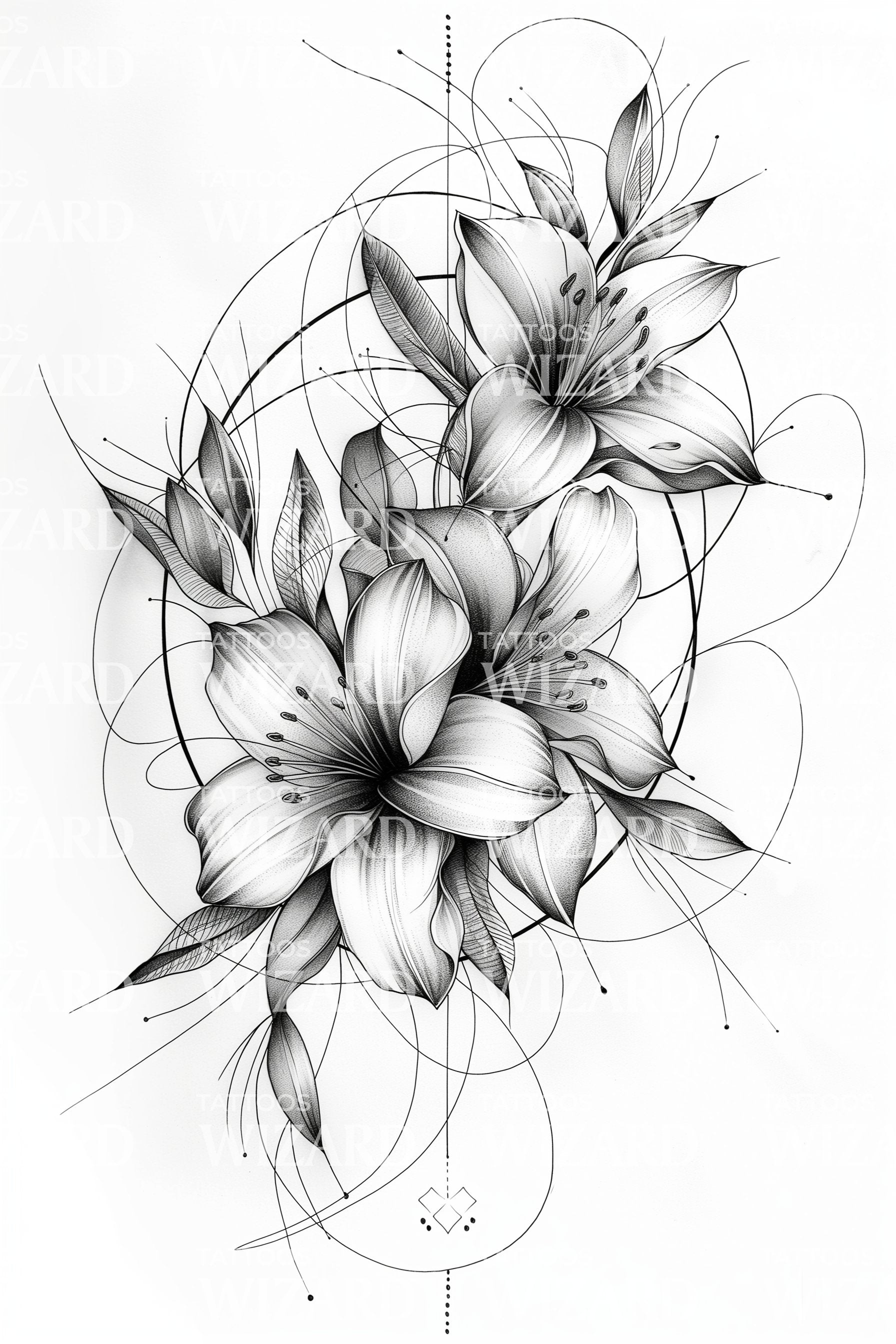 realistic lily flower tattoo Flowing Petal Harmony Tattoo Design – Tattoos Wizard Designs