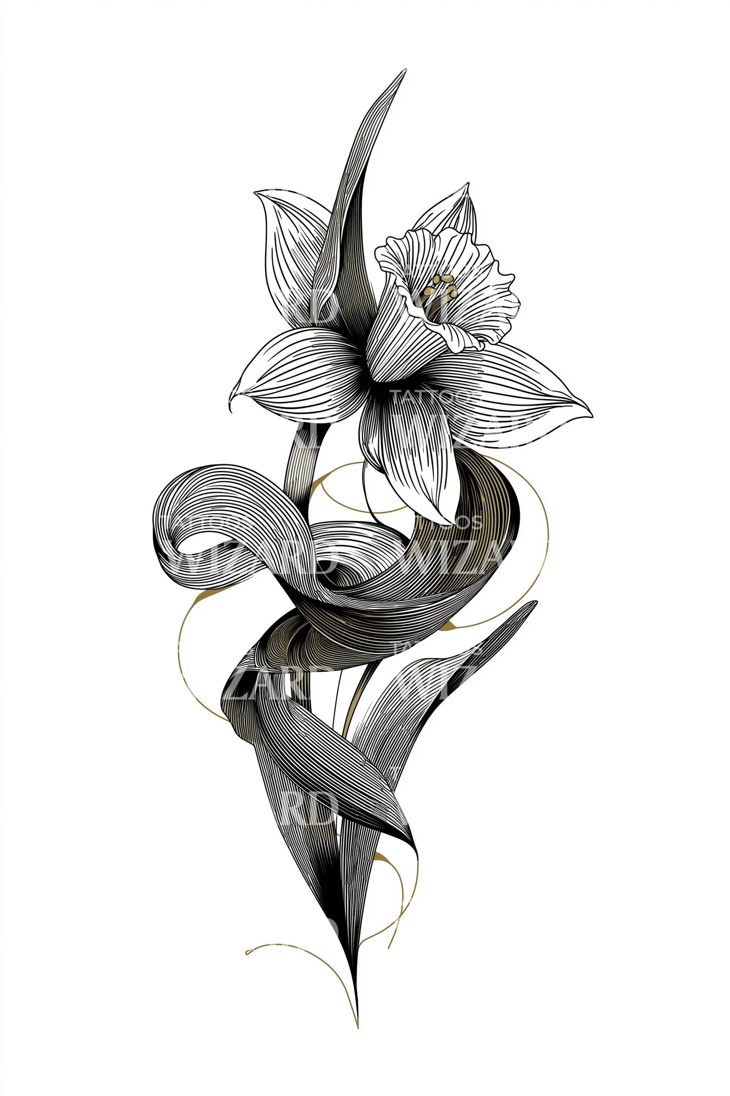 Flüssige Lilien Anmut Tattoo Design