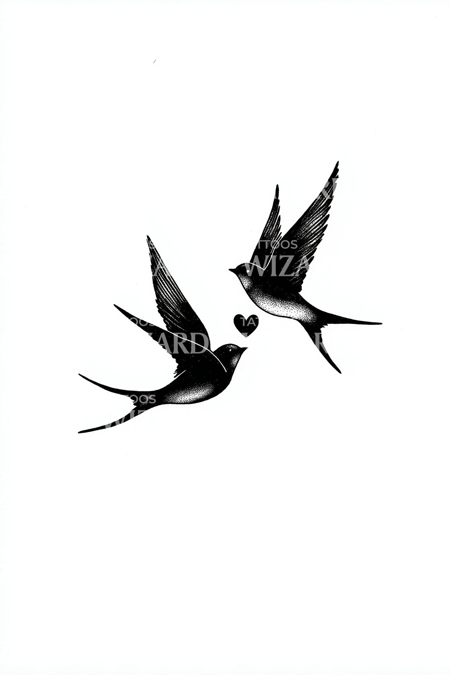 Flying Swallows Pair Tattoo Design