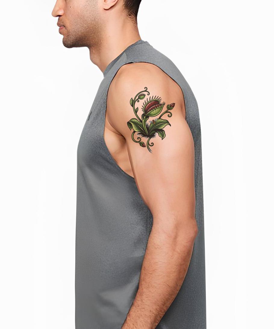 Venus Flytrap Bee Tattoo Design