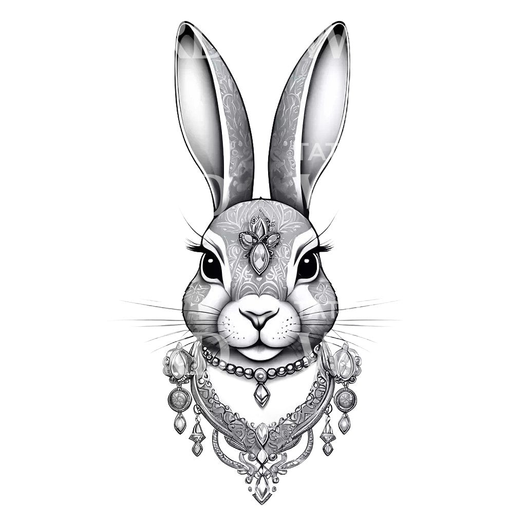 Jeweled Rabbit Tattoo Design