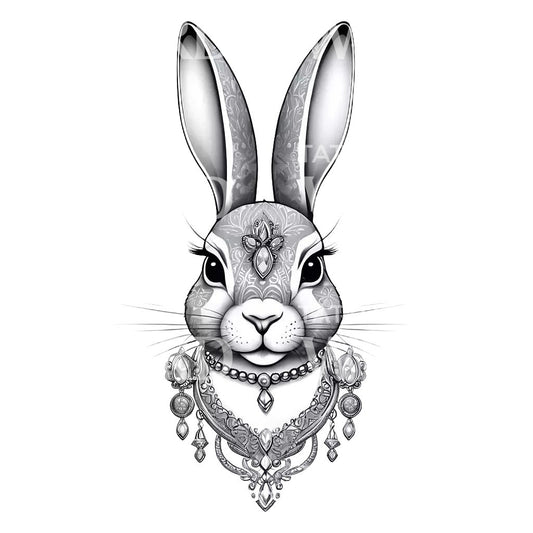 Jeweled Rabbit Tattoo Design