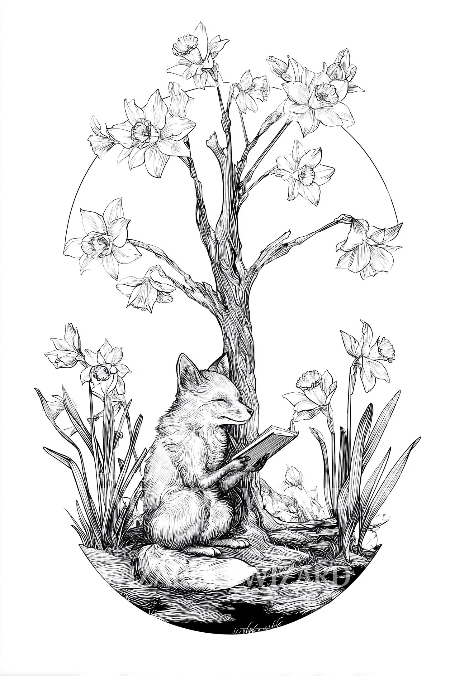 Design de Tatuagem Cena de Serenidade na Floresta