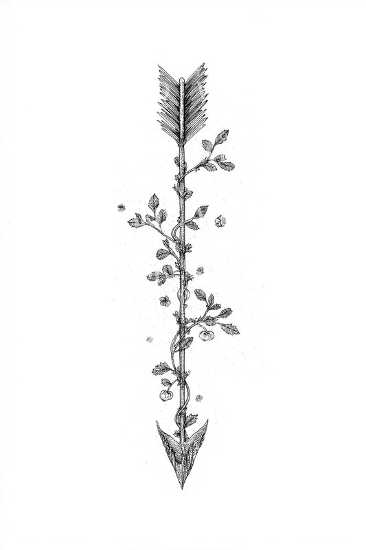 Forest Sprig Arrow Tattoo Design