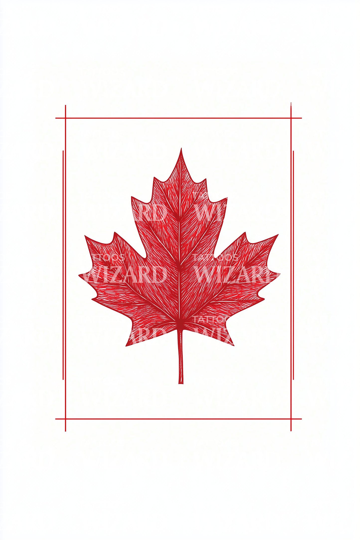Design de tatouage feuille d'érable encadrée