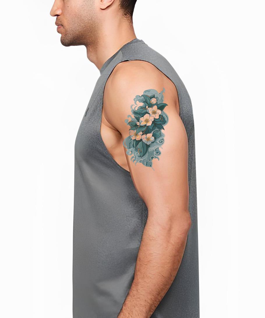 Teal Frangipani Cluster Tattoo Idea