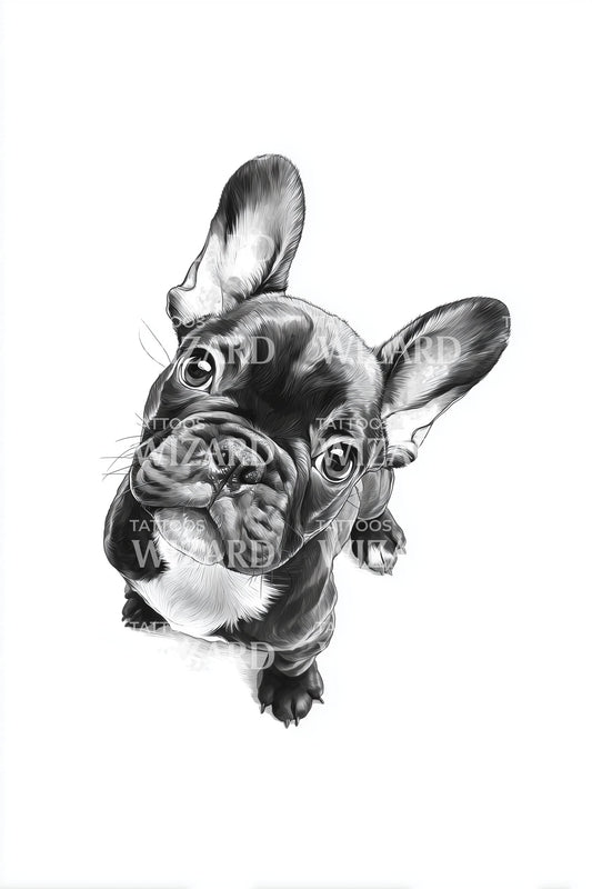 French Bulldog Head Tattoo Design