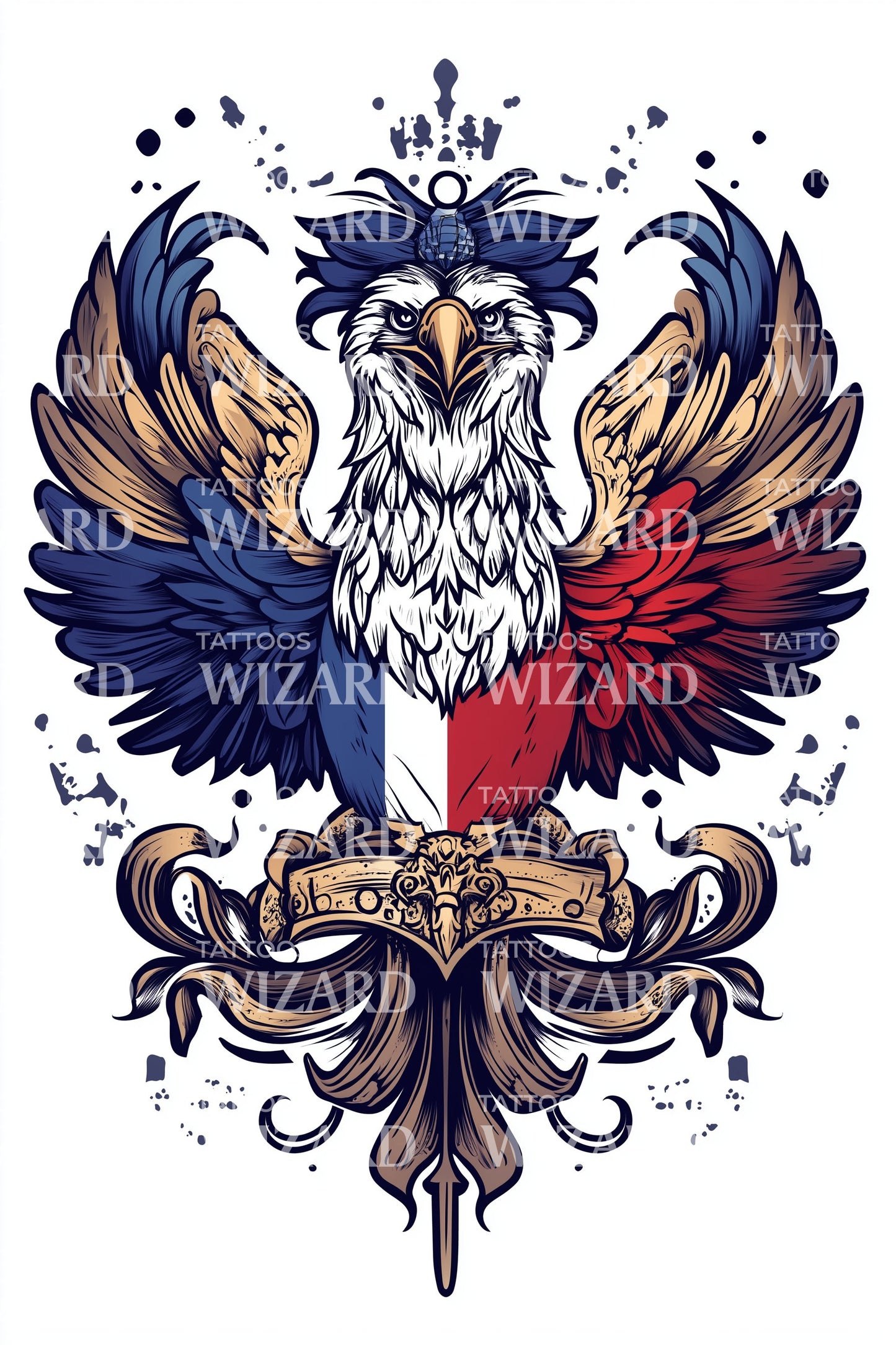 法国帝国鹰纹身插图