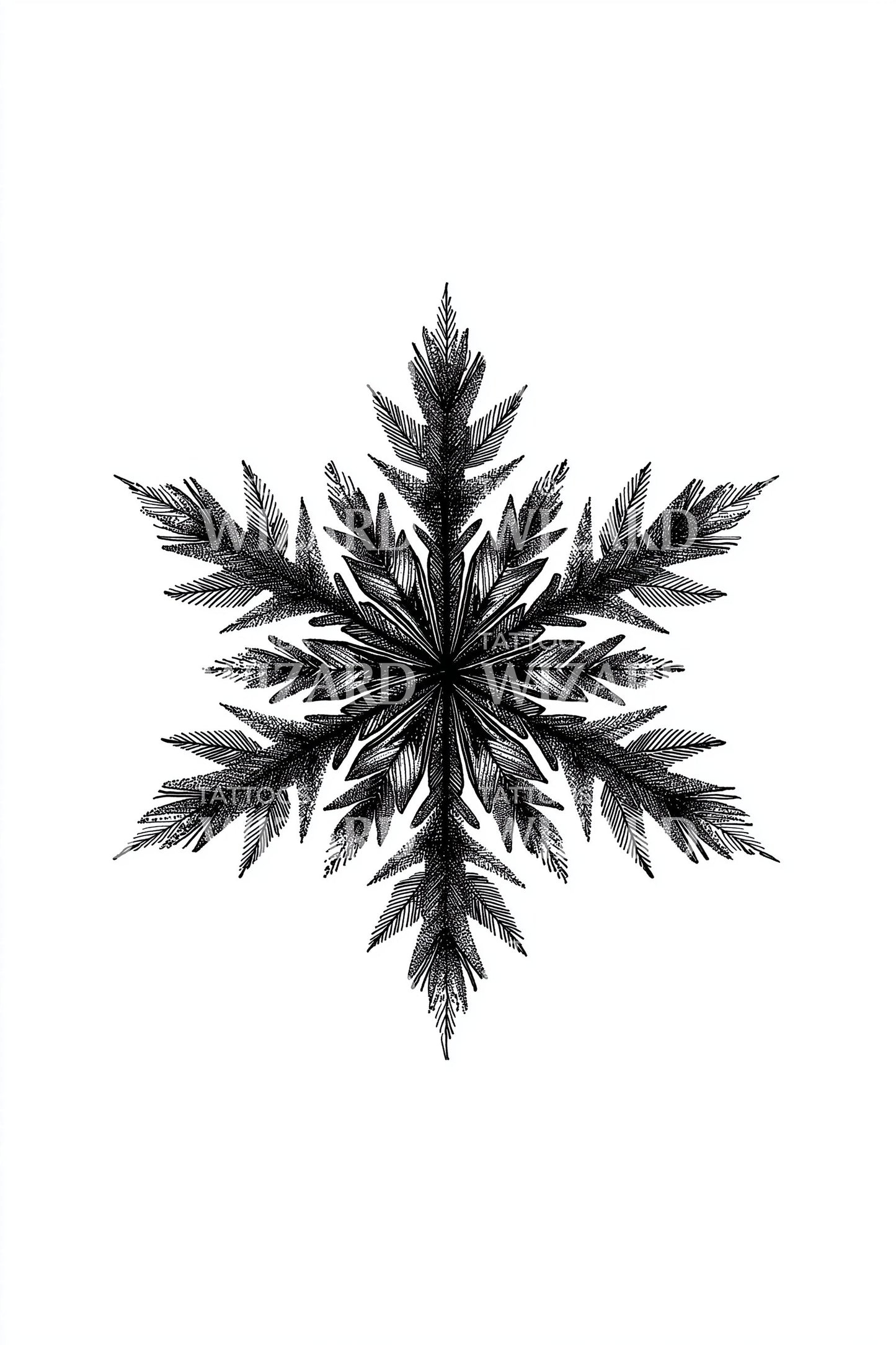 Frost Leaf Snowflake Tattoo Idea