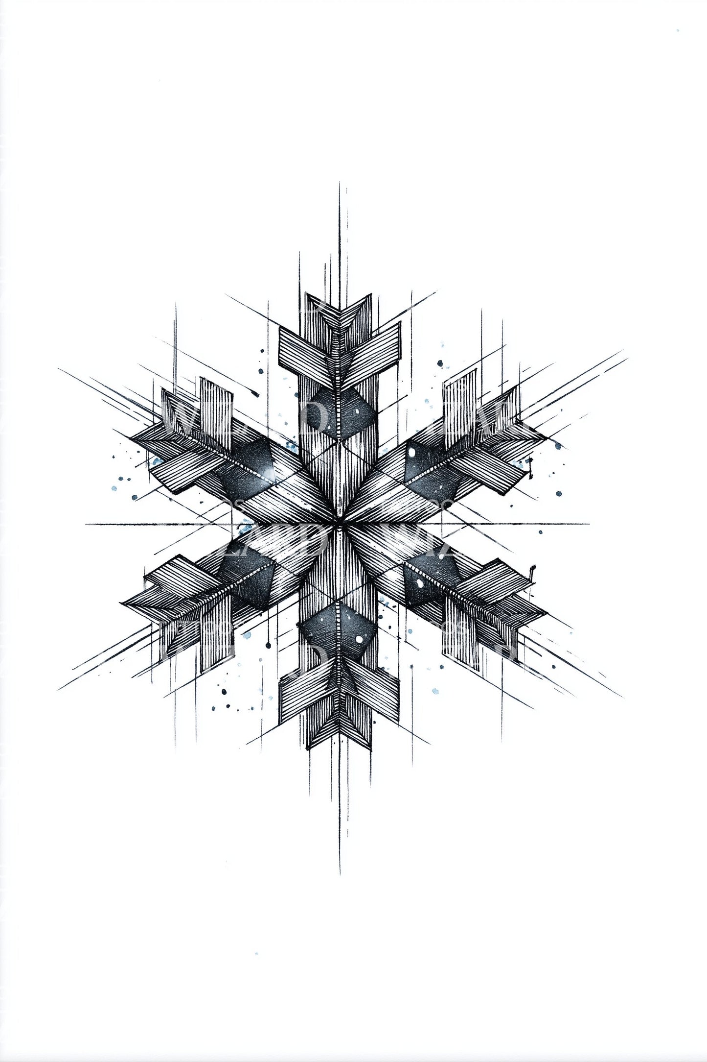 Futuristic Shard Snowflake Tattoo Design