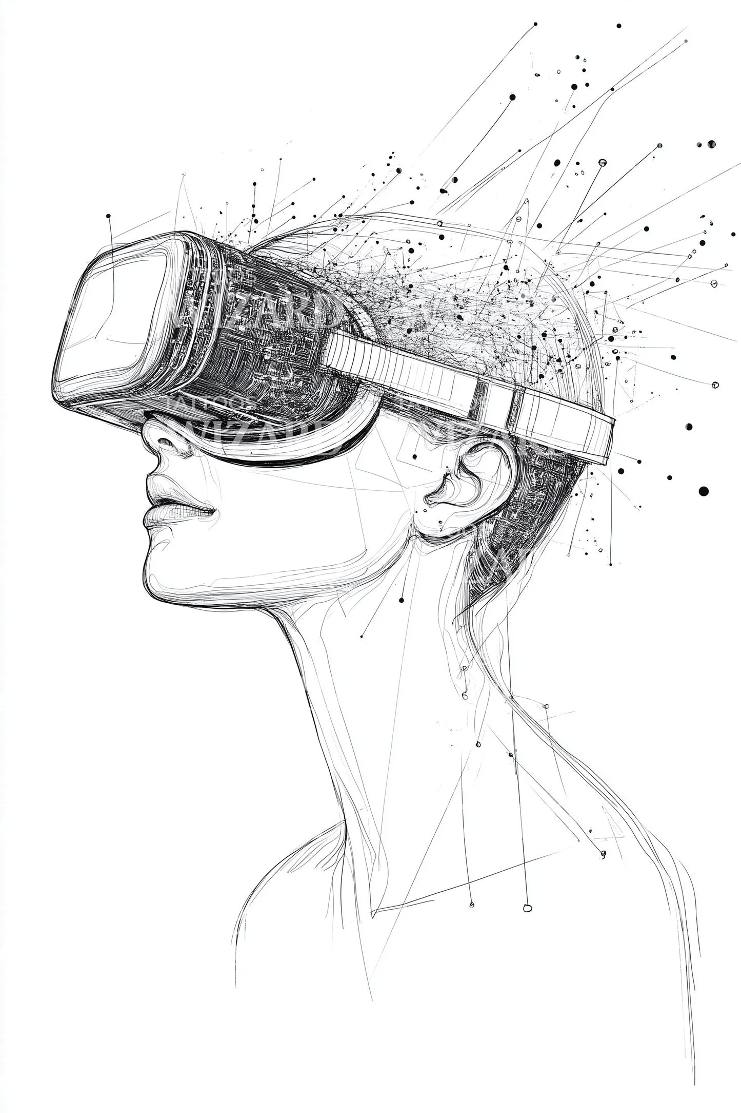 Futuristic VR Portrait Tattoo Design