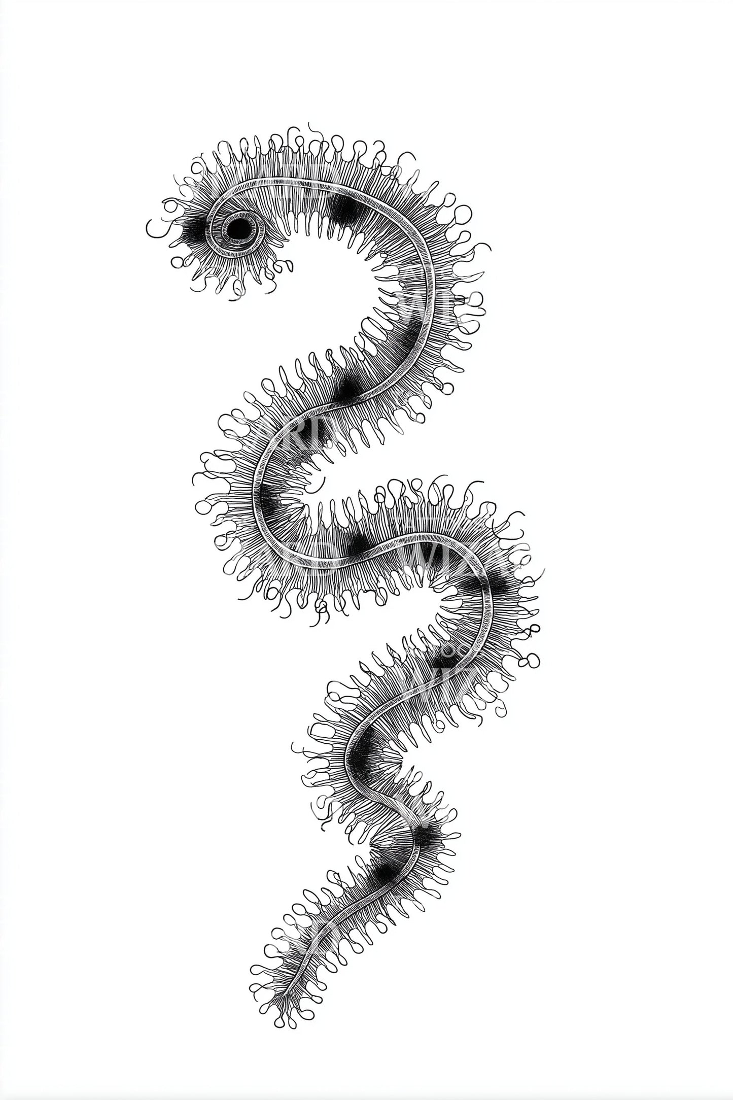 Fuzzy Cilia Serpent Tattoo Design