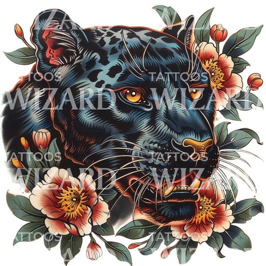Old School Black Panther Tattoo Design