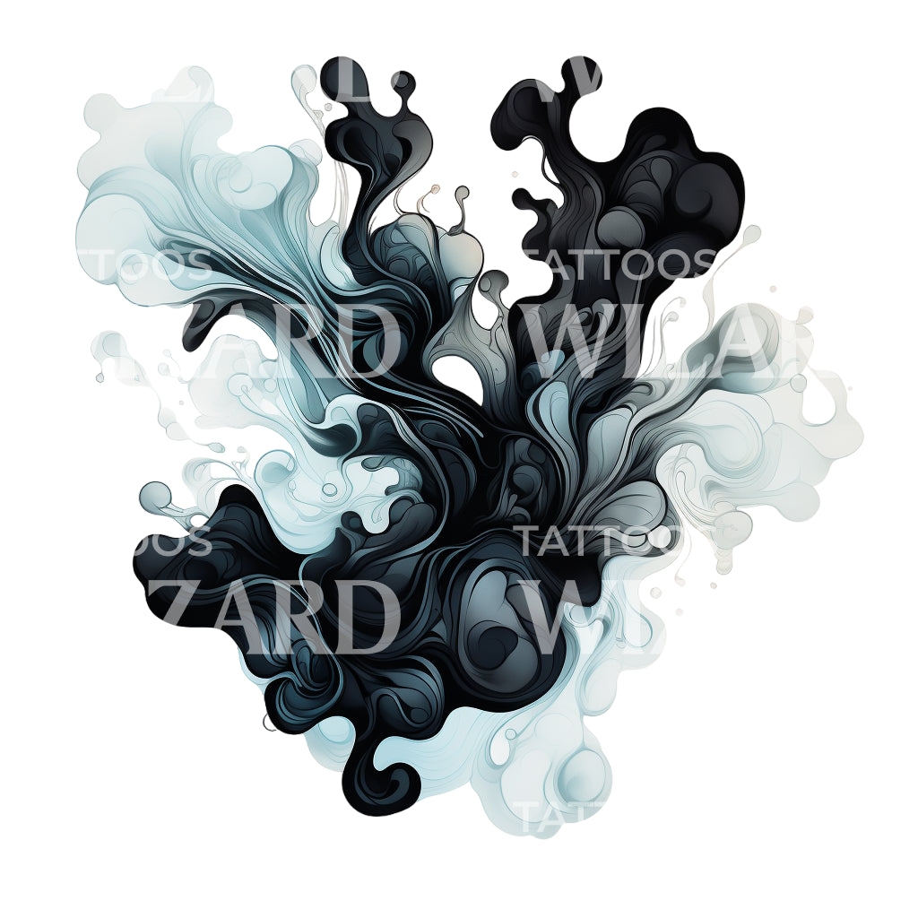 Ink Stains Flowing Abstract Tattoo Design