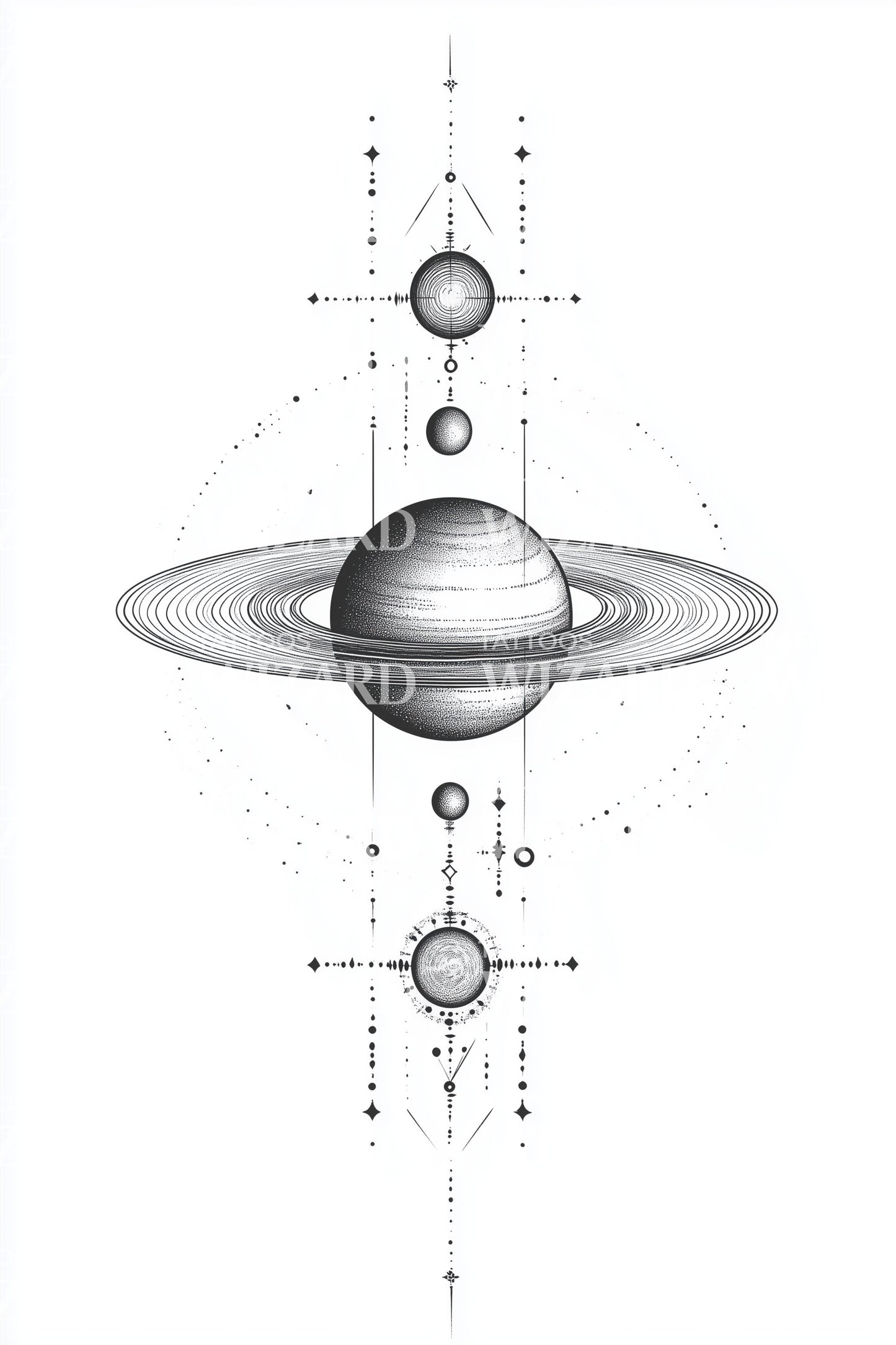 Galactic Orbit Lines Tattoo Design