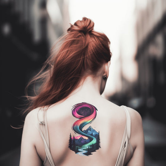 Galaxy Spiral Landscape Tattoo Design