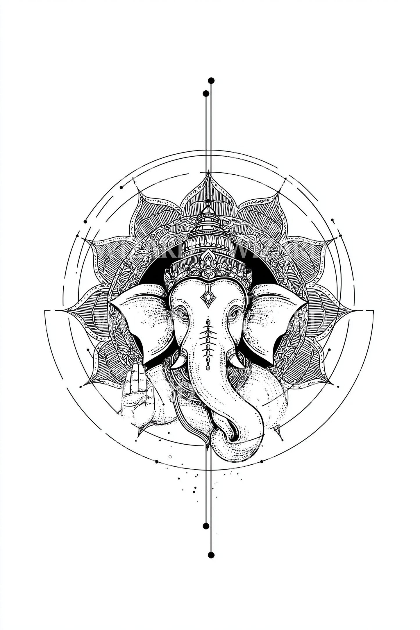 Ganesha Heilige Geometrie Tattoo Design