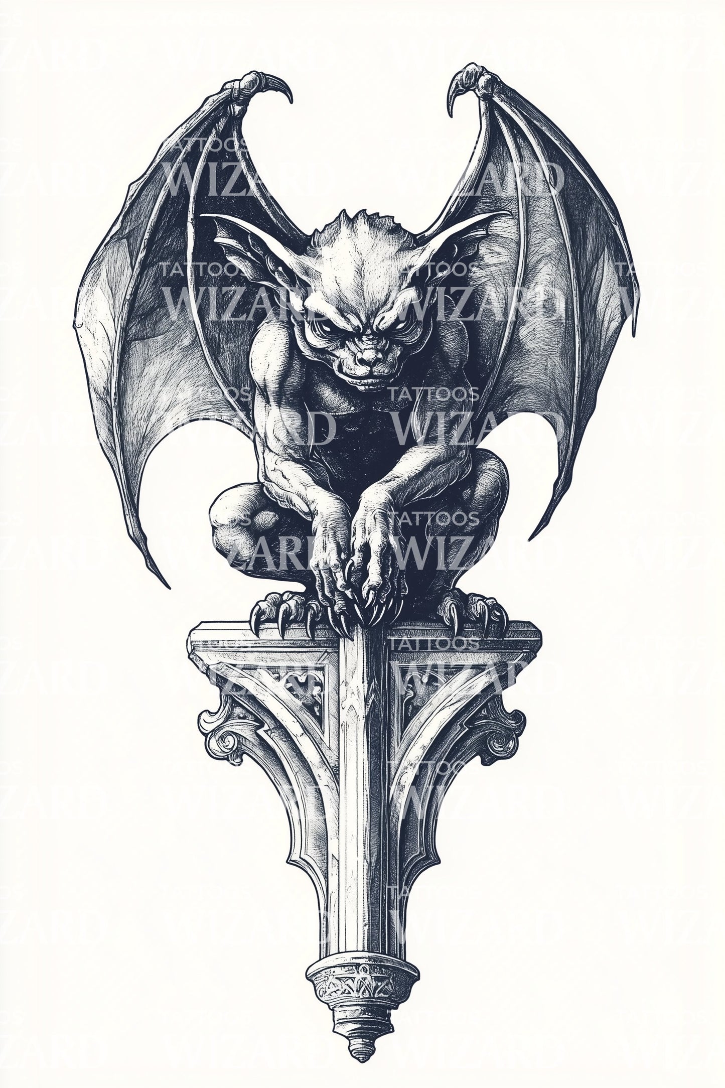 Design del tatuaggio statua guardiano gargoyle