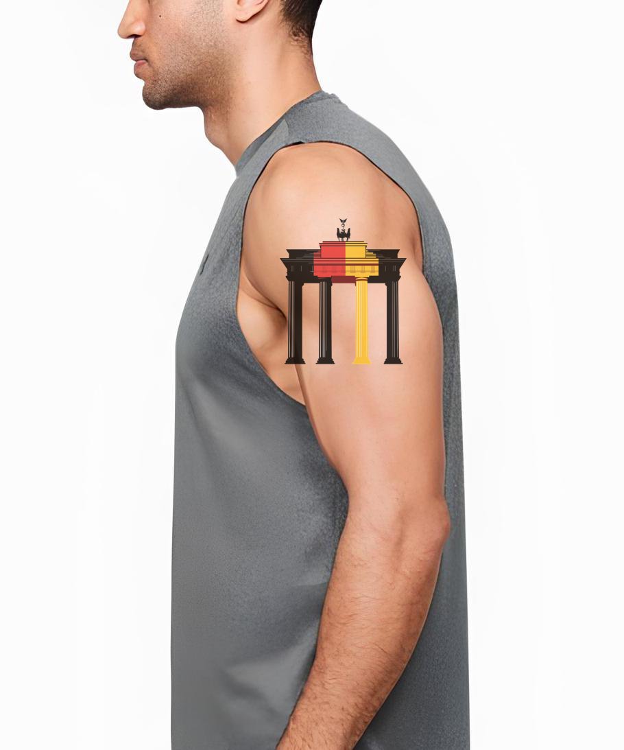 Illustrazione del tatuaggio con bandiera della Porta di Brandeburgo