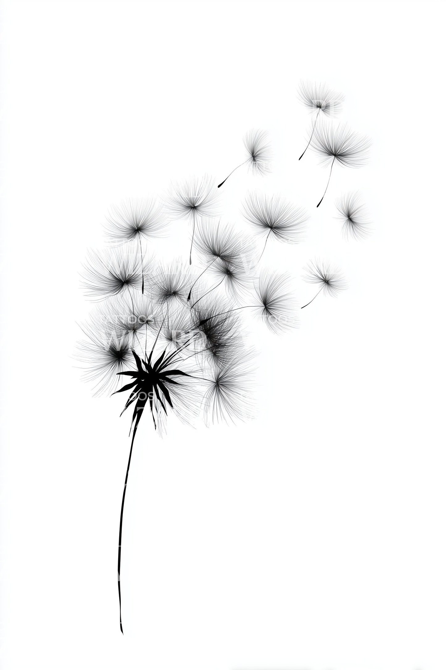 Sanfter Löwenzahnwind Tattoo-Design