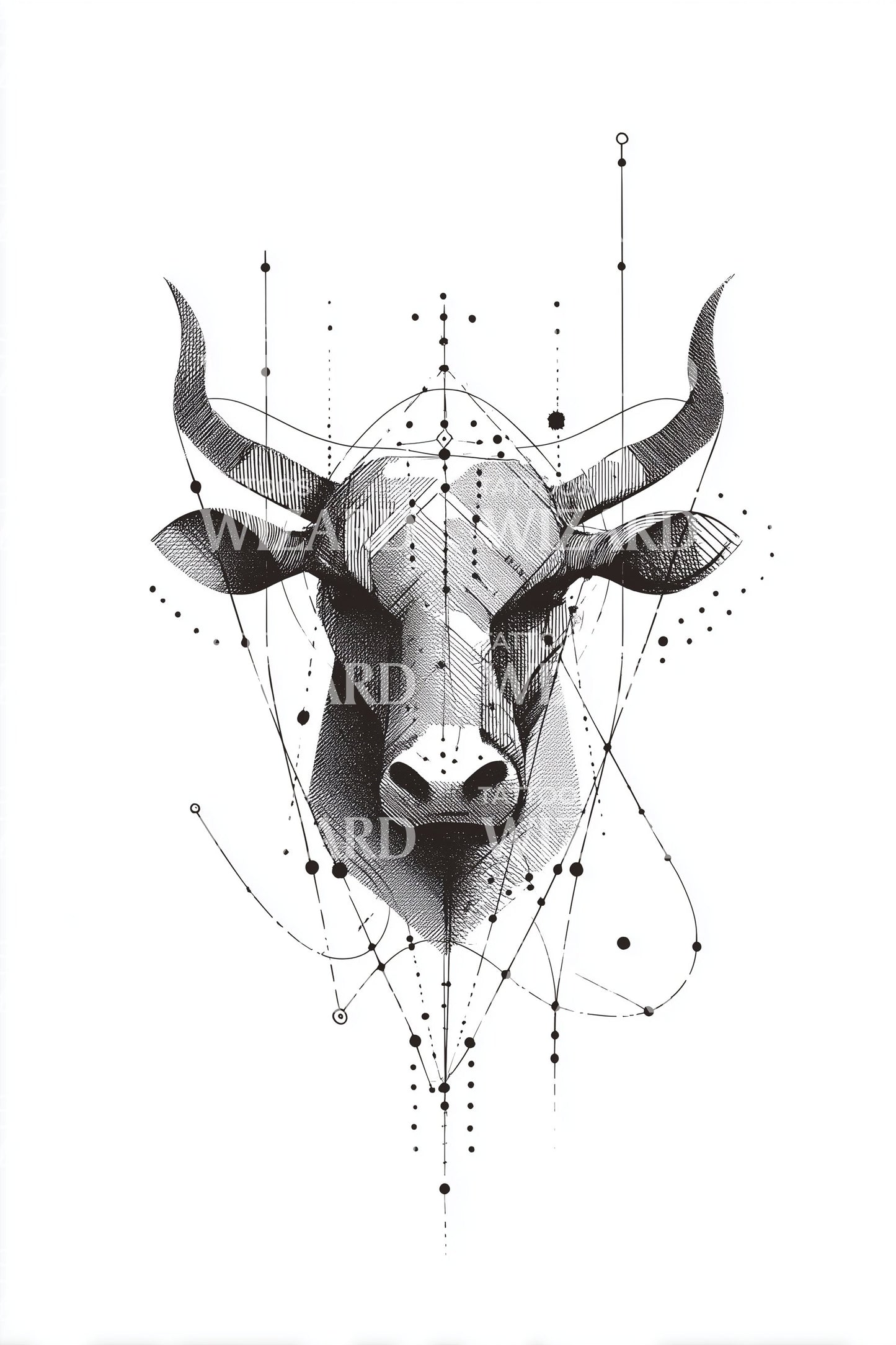 Design Tatuaggio Linee Geometriche Toro
