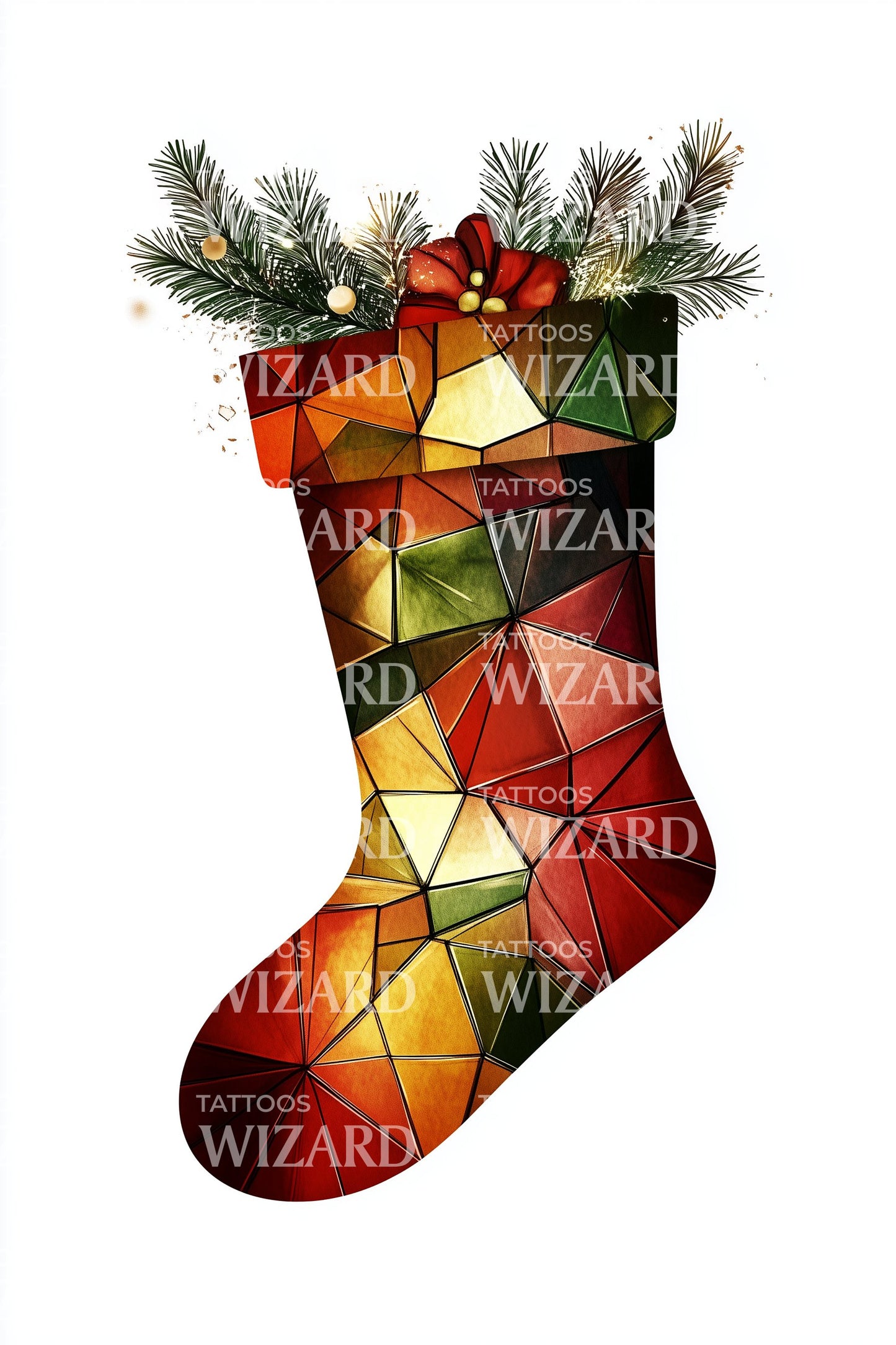 Geometric Christmas Stocking Tattoo Design